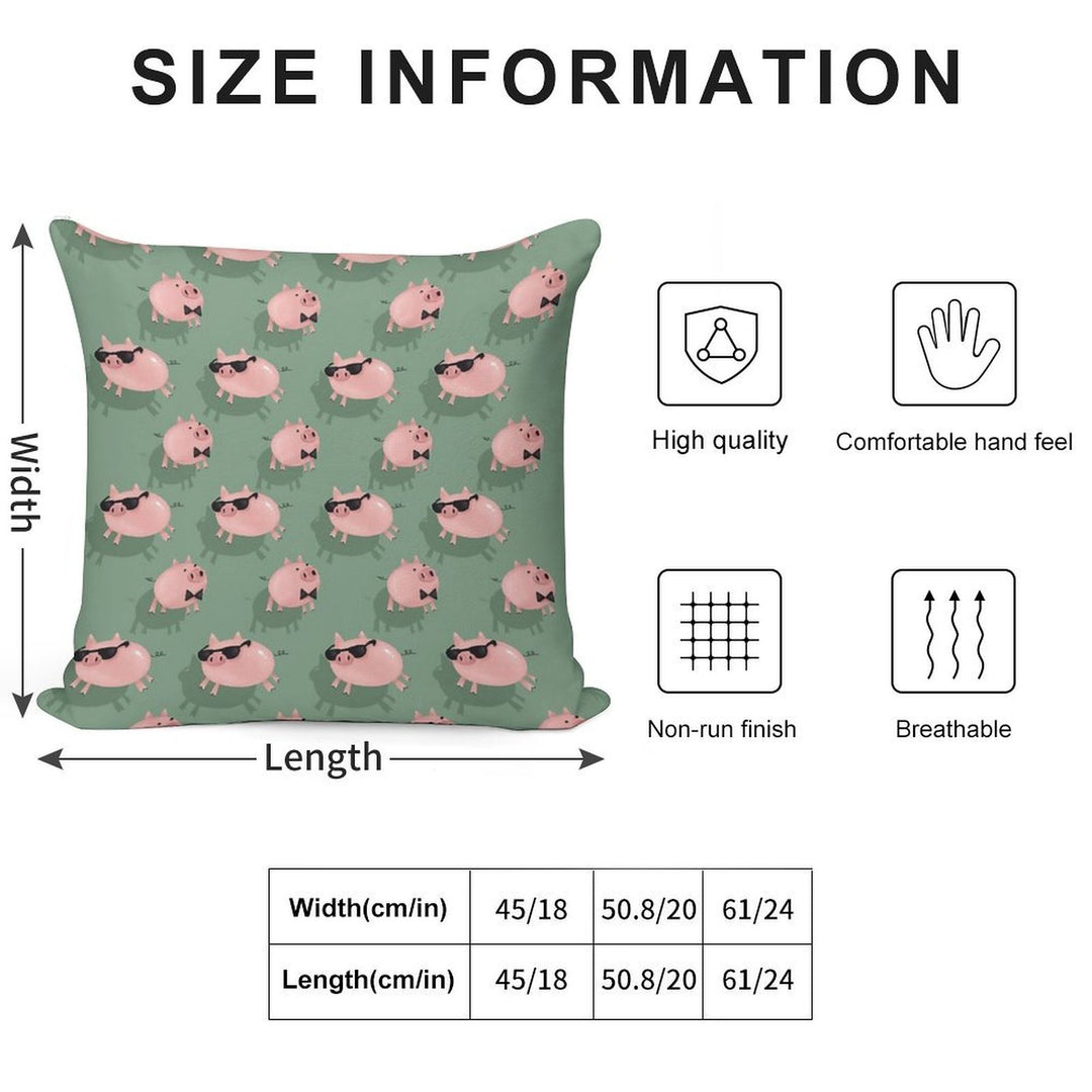 Pigs on Green Soft Style Accent Throw Pillow