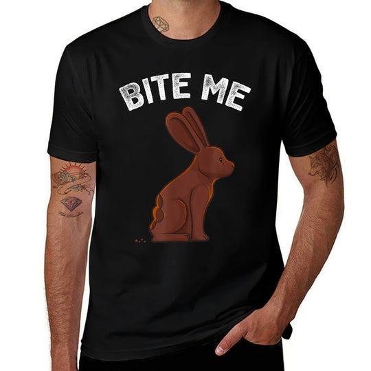 Bite Me Easter Bunny Funny Joke Meme Men Women Kids  Heathered Texture T-Shirt