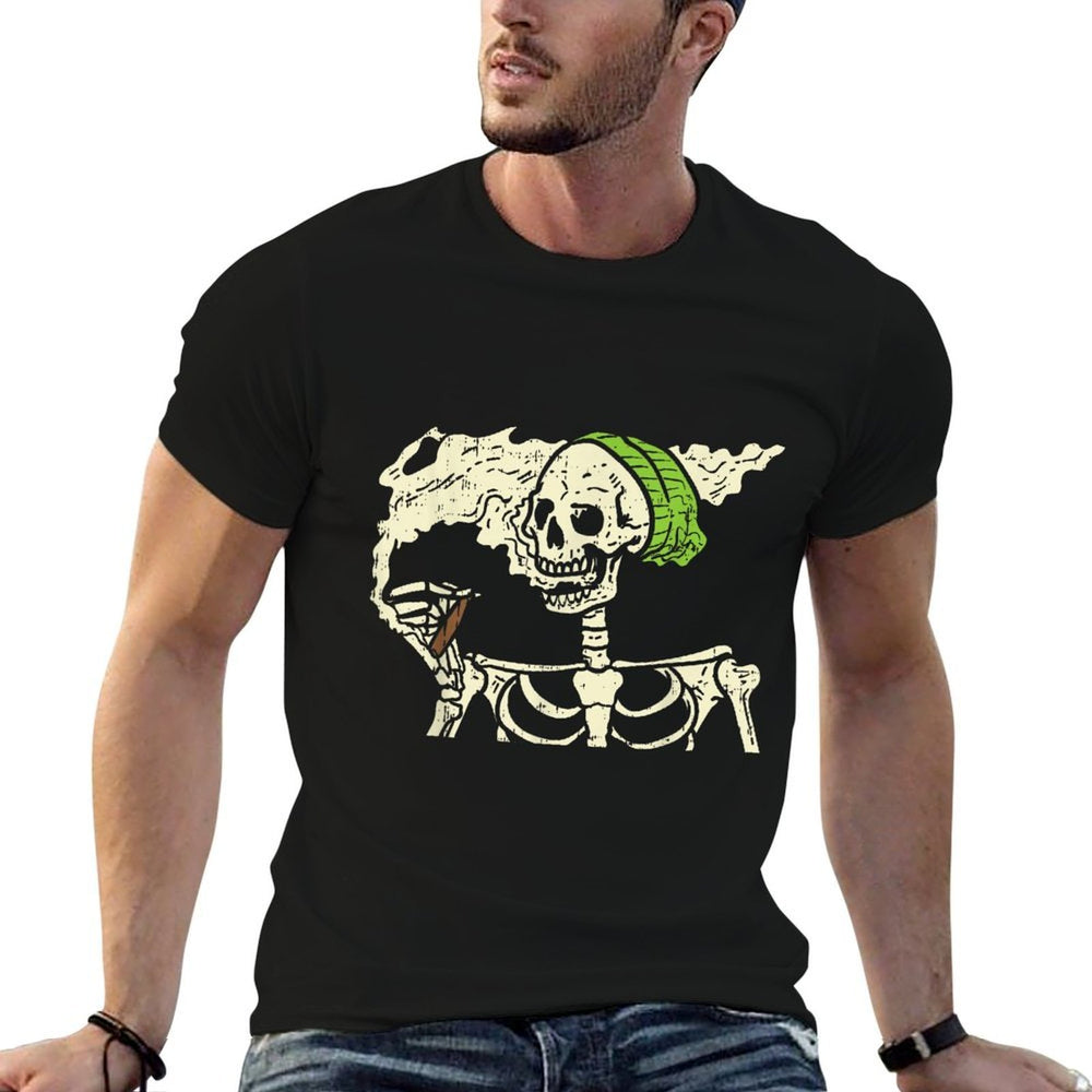 Smoking Skeleton Joint Funny Weed Pot 420 Cannabis Halloween  Wrinkle-resistant T-Shirt