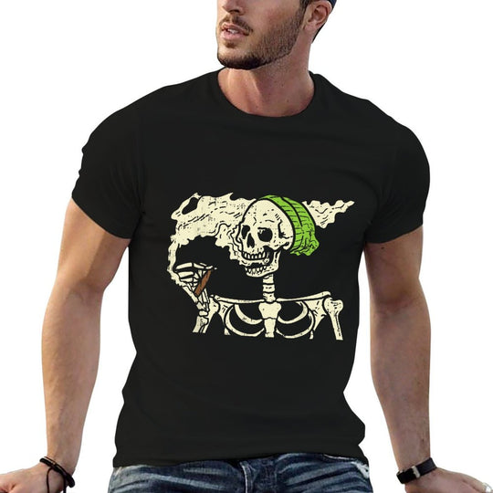 Smoking Skeleton Joint Funny Weed Pot 420 Cannabis Halloween  Wrinkle-resistant T-Shirt