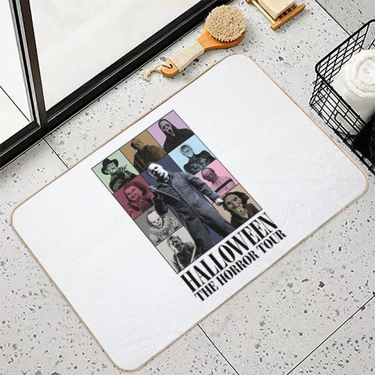 The Horror Tour 2025 Shirt, Halloween Killers Fan Tee, Scary Movie Icons T-Shirt, Slasher Legends Graphic Tee  Toxin-Free Bath Mat