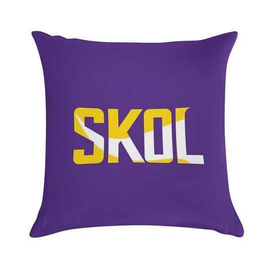 Minnesota Vikings Skol Text Design Soft Luxury Feel Throw Pillow