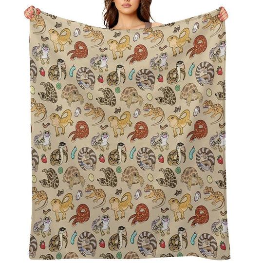 Reptile Pets Pattern - Sand Versatility Throw Blanket