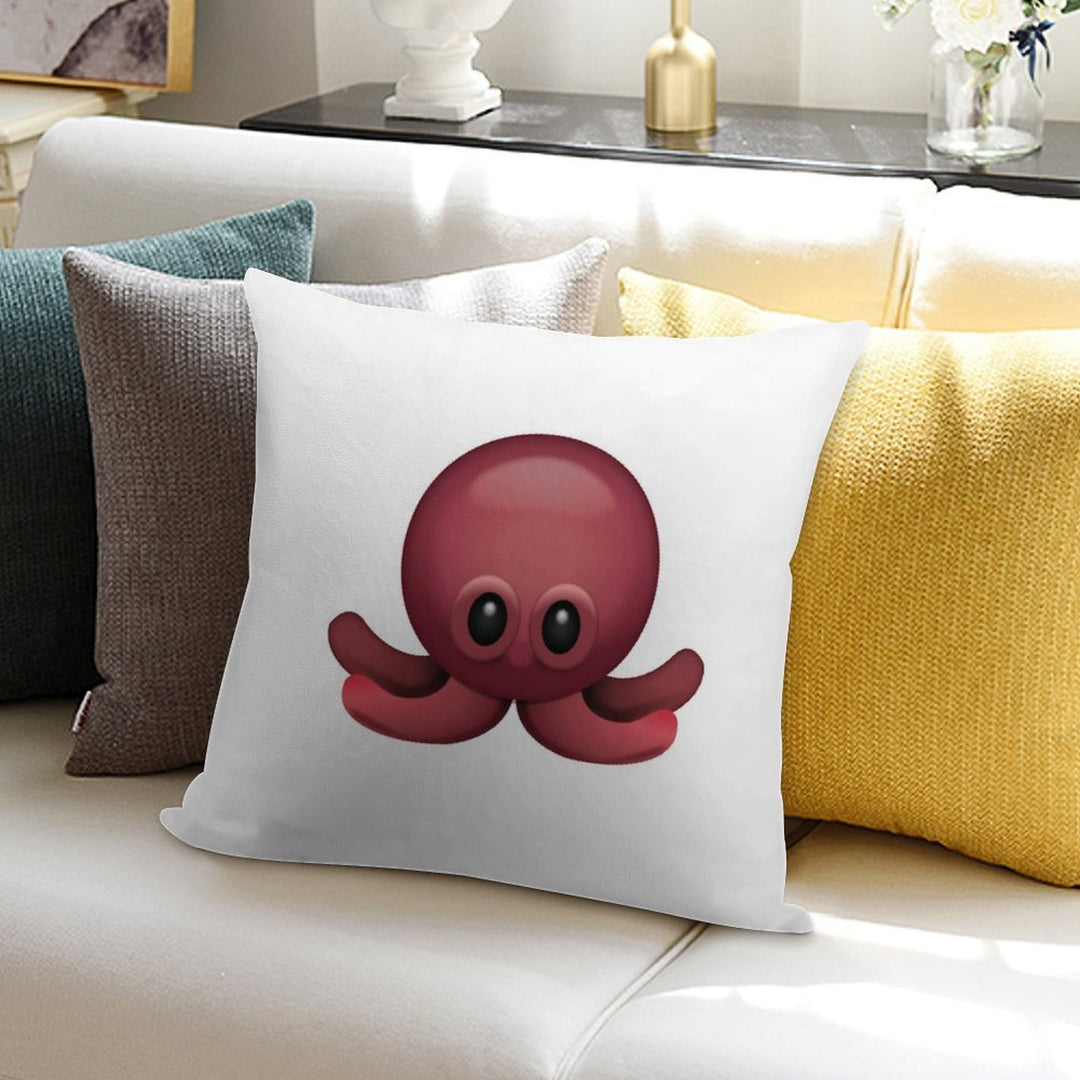 Cute Octopus Emoji Soft Luxury Feel Throw Pillow