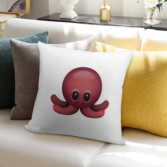 Cute Octopus Emoji Soft Luxury Feel Throw Pillow