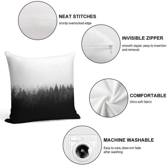 A Wilderness Somewhere  Misty Romantasy Fairytale Ghostwood Forest With Cascadia Trees Covered In Magic Light And Fog Soft Gift Ready Throw Pillow