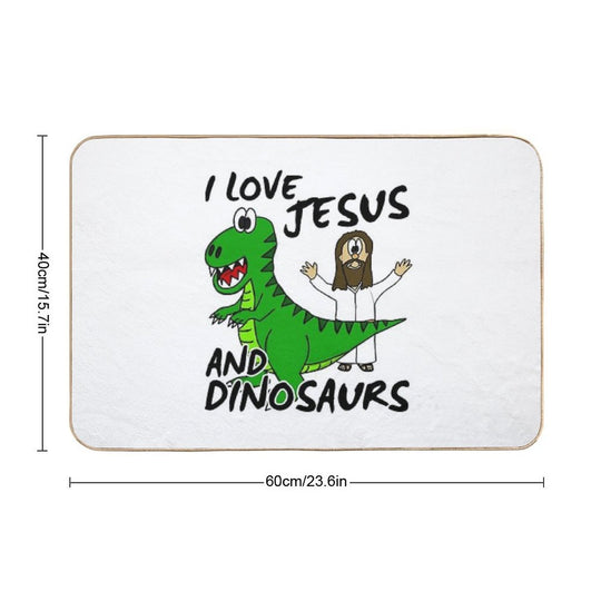 I Love Jesus And Dinosaurs Church Humor  Rapid-Drying Bath Mat
