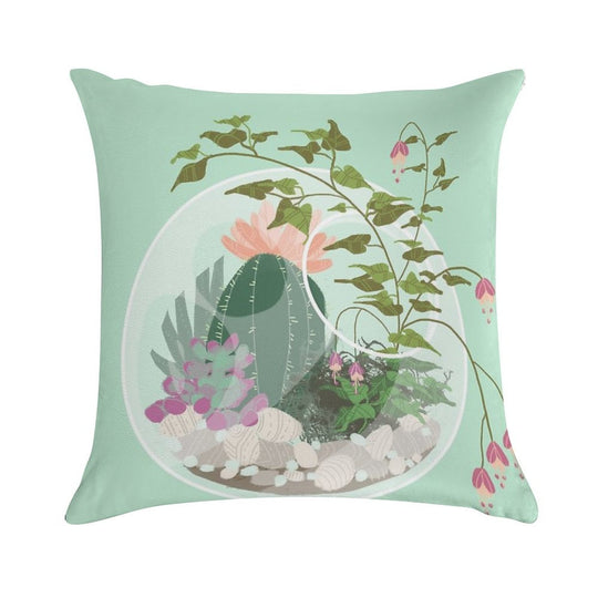 Round Terrarium Soft Bedroom Essential Throw Pillow
