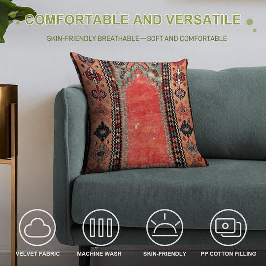 Sivas  Antique Cappadocian Turkish Niche Kilim Print Soft Washable Throw Pillow