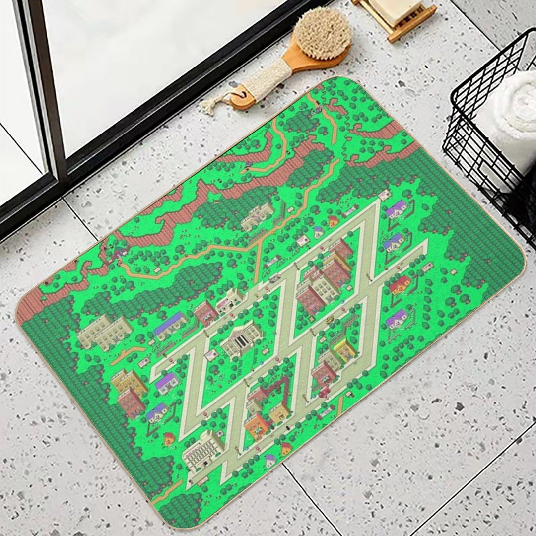 Earthbound Onett Map  Rapid-Drying Bath Mat