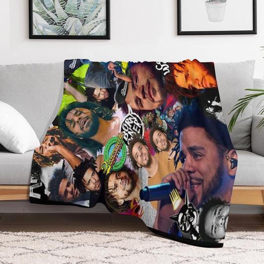 J Cole Collage Easy Care Throw Blanket
