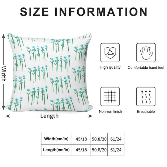 Blue Flowers Soft Fade-Resistant Throw Pillow
