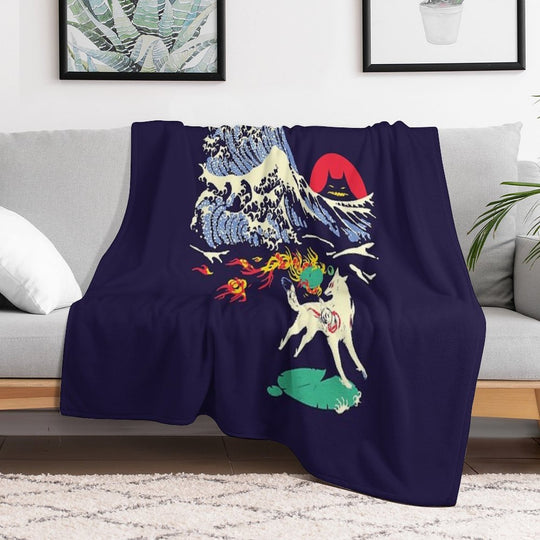 The Great Wave Off Oni Island Compact Throw Blanket