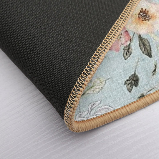 La Boheme Sky Blue Floral  Easy Maintenance Bath Mat