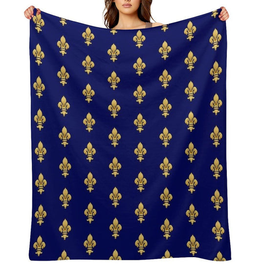 Royal Fleur De Lys Blue Wrinkle-free Throw Blanket