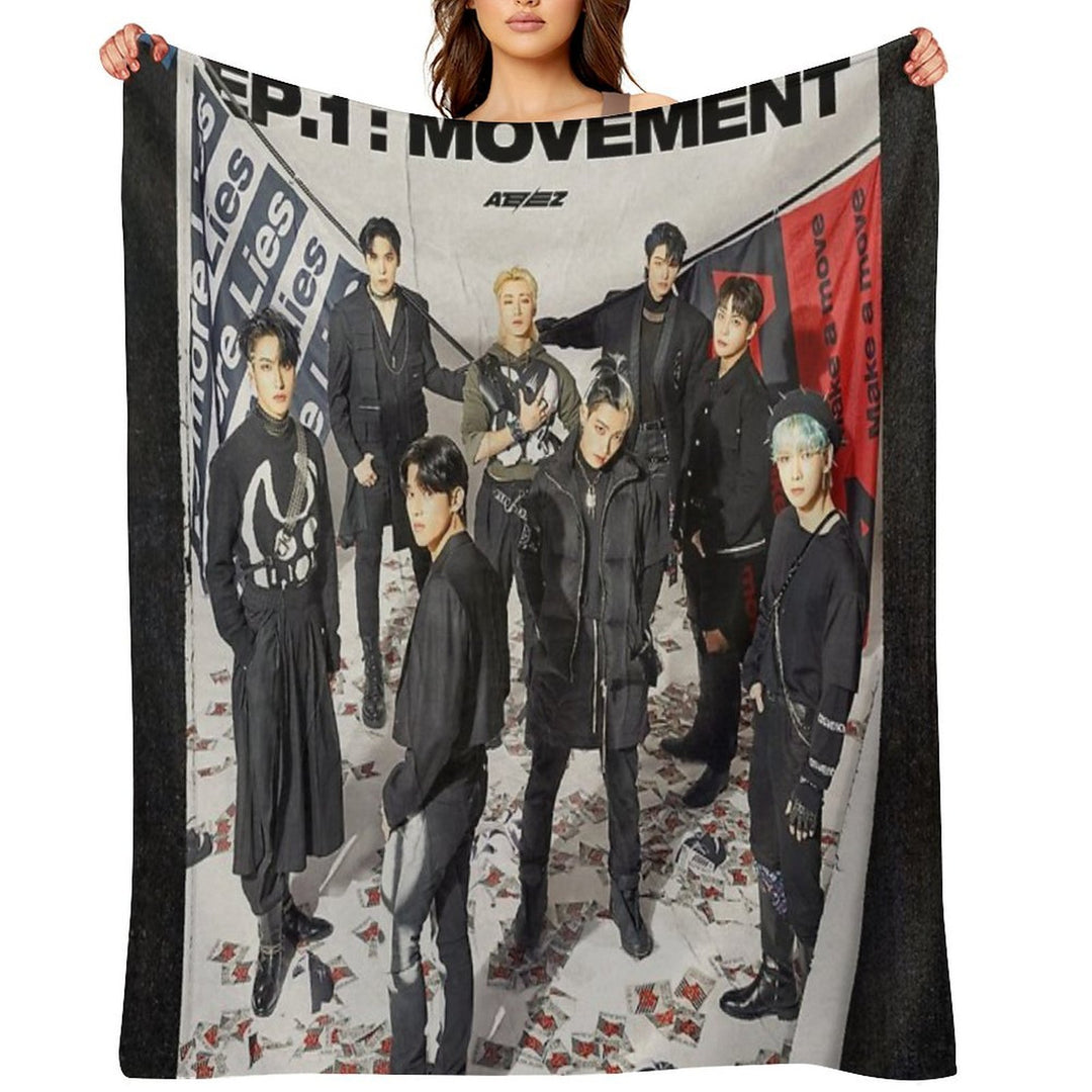 ATEEZ THE WORLD EP.1  MOVEMENT GUERRILLA Versatility Throw Blanket