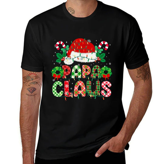 Papa Claus Christmas Lights Pajama Family Matching Grandpa  Moisture-wicking T-Shirt