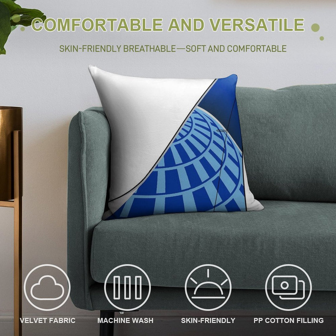 United Airlines Boeing 737-800 Blue Evolution Tail (Left Facing) Soft Warmth Comfort Throw Pillow