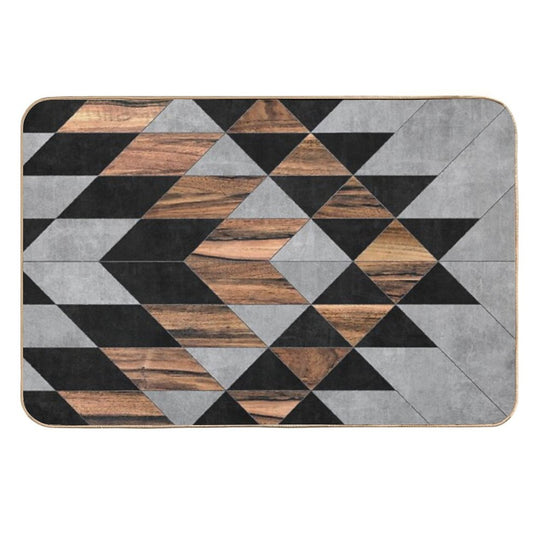 Urban Tribal Pattern No.10 - Aztec - Concrete And Wood  Fade-Resistant Bath Mat