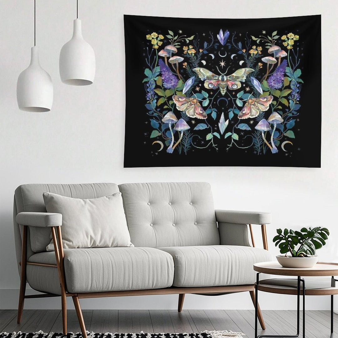 Crystal Moth Mushroom Tapestry