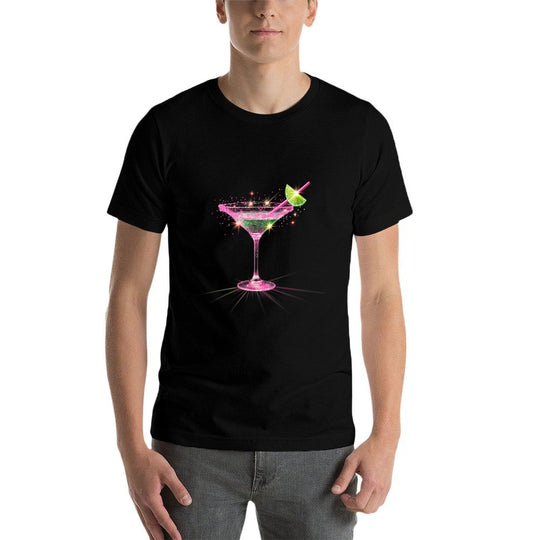 Womens Pink Martini with Lime Cocktail Party Drinking  Lightweight T-Shirt