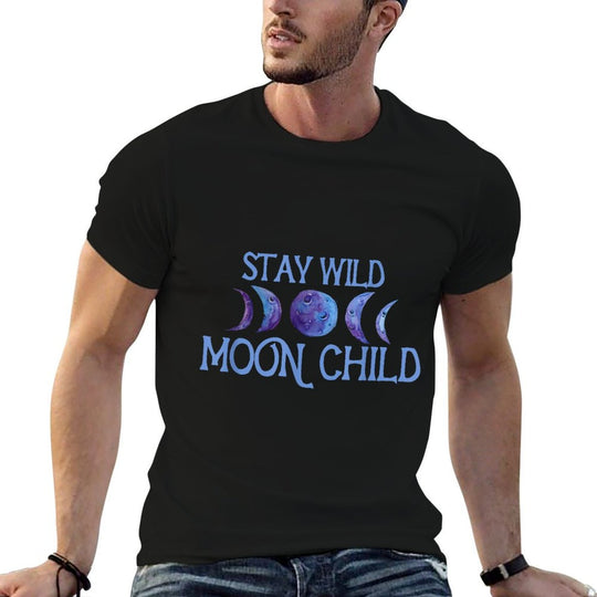 Stay Wild Moon Child T-shirt Moonchild Artwork Moon Phases  Wrinkle-resistant T-Shirt