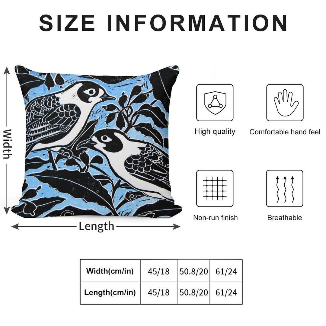 Blue Birds Soft Decorative Cover Throw Pillow