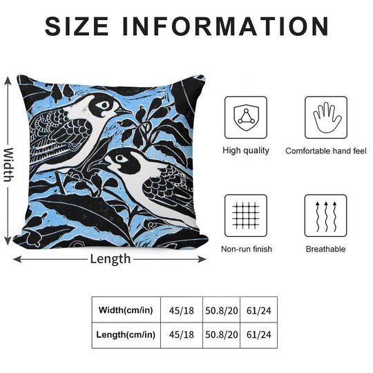 Blue Birds Soft Decorative Cover Throw Pillow