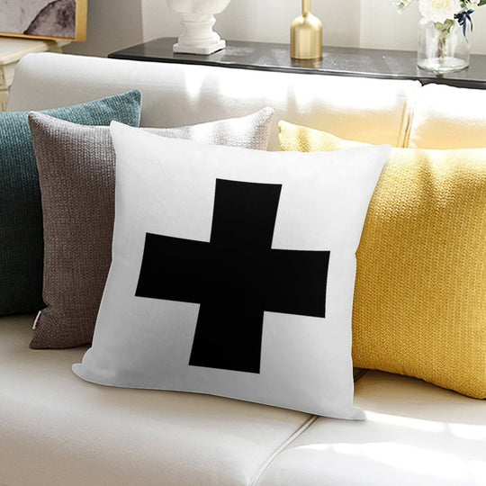 Swiss Cross in Black Soft Style Accent Throw Pillow