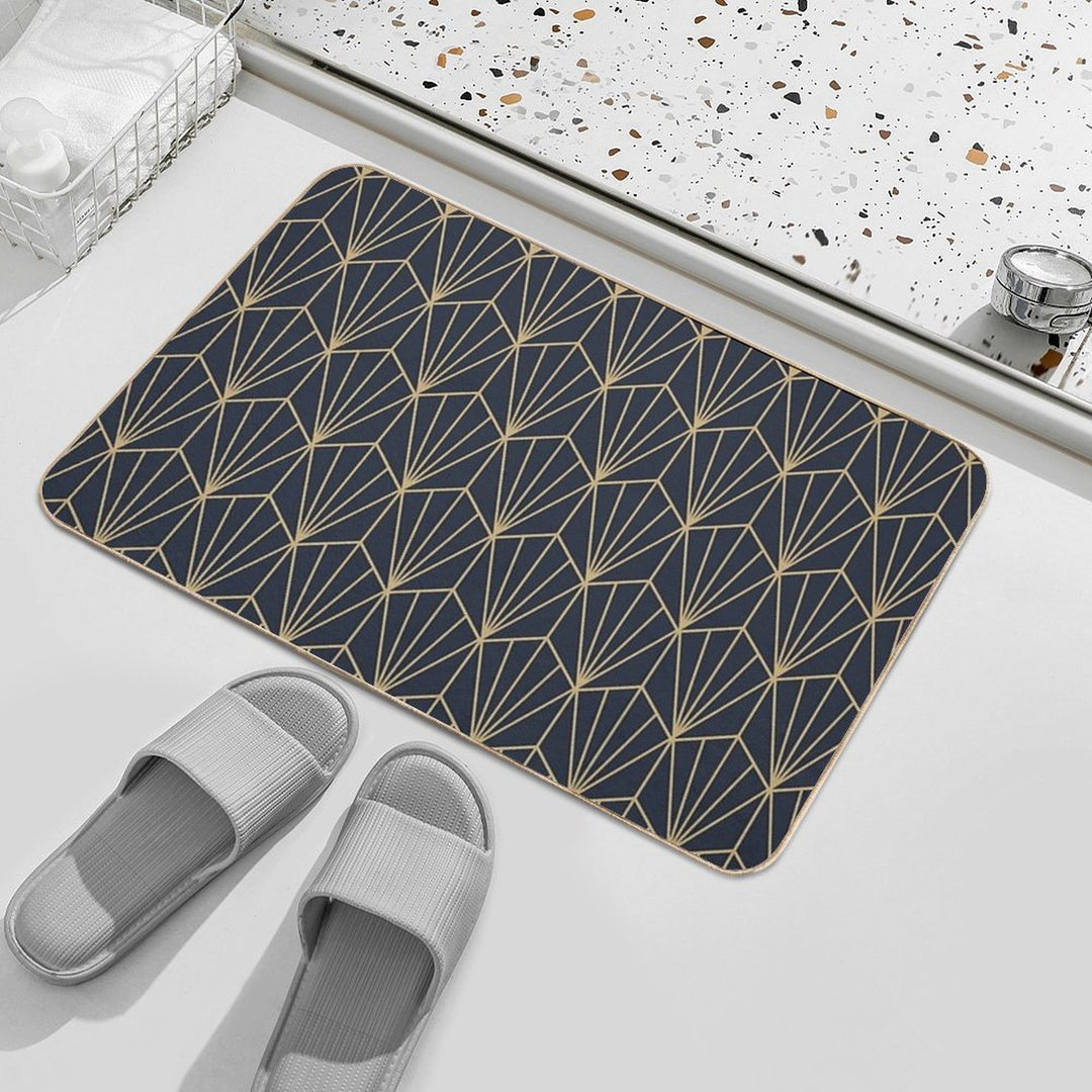 Art Deco in Navy And Gold  Stain-Proof Bath Mat