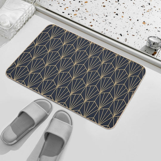 Art Deco in Navy And Gold  Stain-Proof Bath Mat
