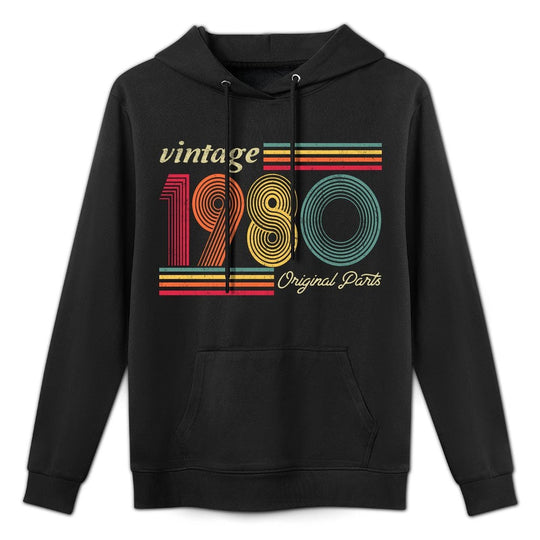 1980 40th Birthday Gift Vintage Retro Men Women 40 Years Old Versatile Streetwear Hoodie