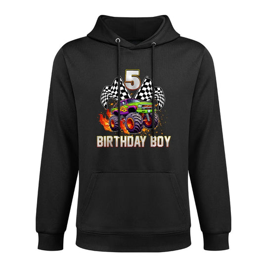 Birthday Monster Truck 5 Year Old Boys 5Th Party Matching Durable Construction Hoodie