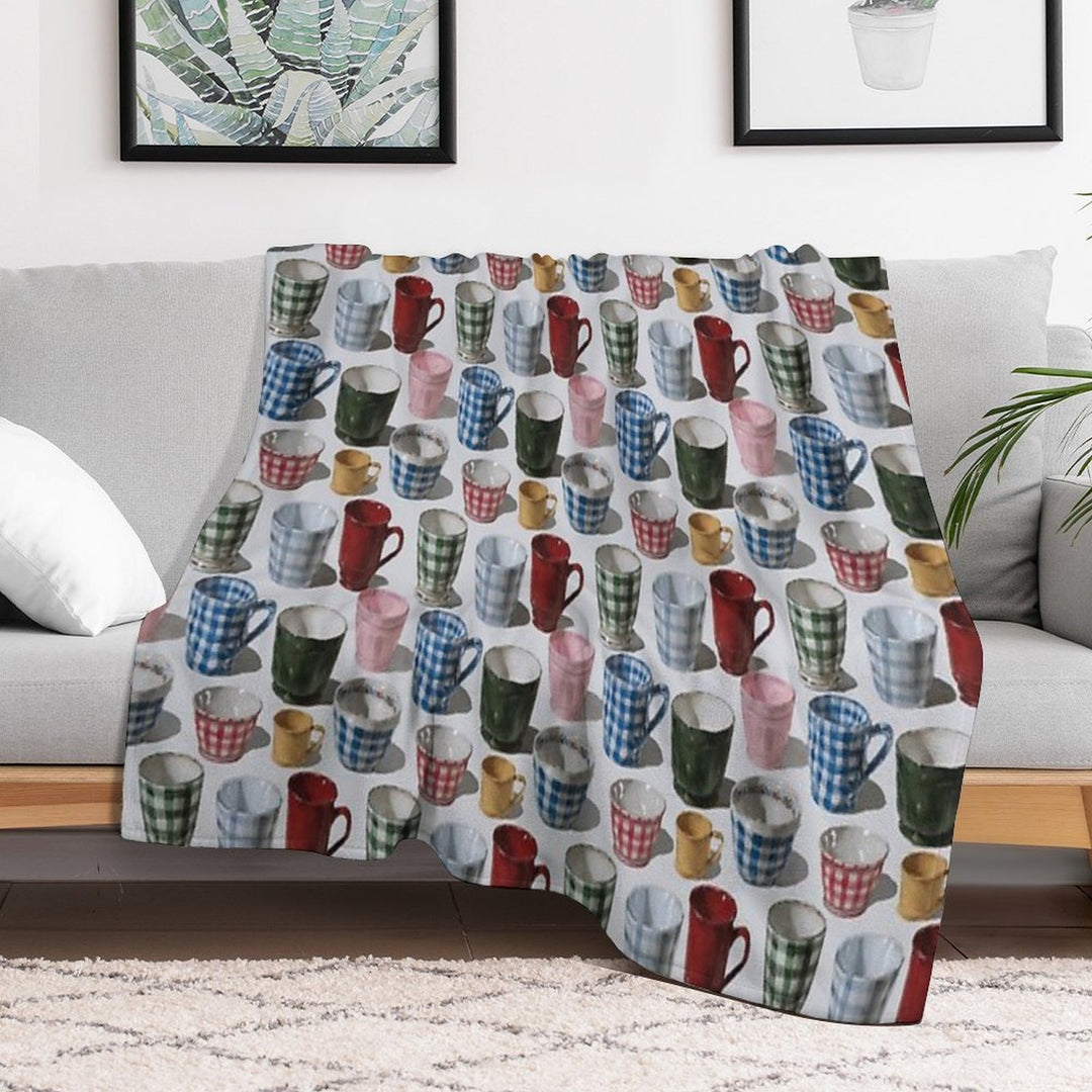 Realistic Still Life Mugs Pattern Versatility Throw Blanket