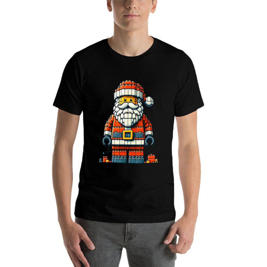 Christmas Builder Block Brick Building Santa Face Mens Boys  Lightweight T-Shirt