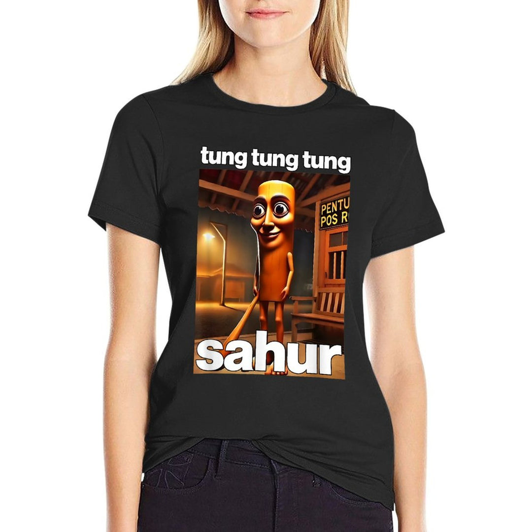 TUNG TUNG TUNG SAHUR Dank Meme Internet Funny 2025 Brainrot  Tagless Design T-Shirt