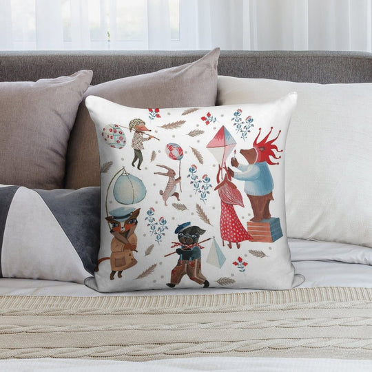 Lantern Parade - Snow Soft Durable Construction Throw Pillow