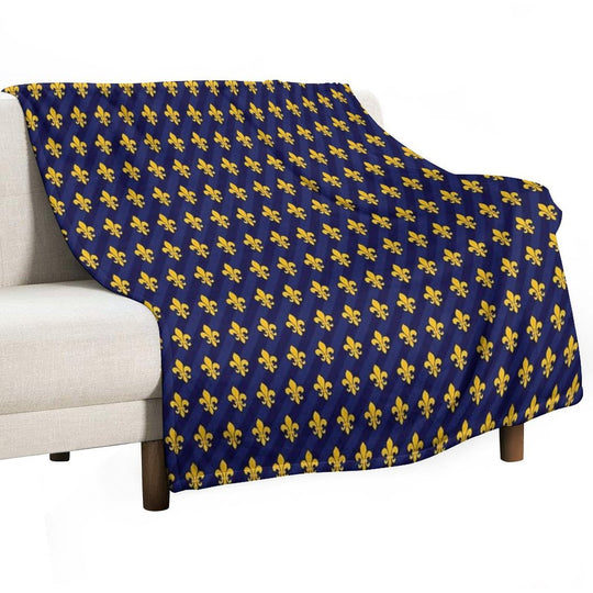 Fleur De Lys Gold Blue Larger Versatility Throw Blanket