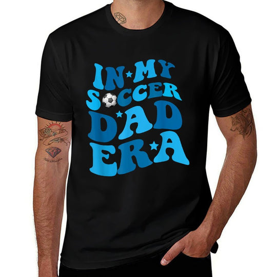 Funny In My Soccer Dad Era Father Boy Groovy Retro Player  Cotton T-Shirt