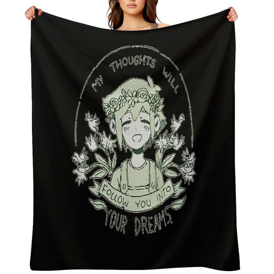 Omori My Thoughts Will Follow You Into Your Dreams Basil Travel-friendly Throw Blanket