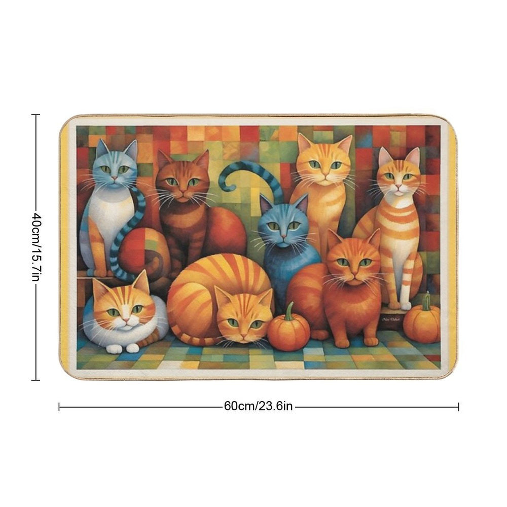 Arranged Cats  Slip-Resistant Bath Mat