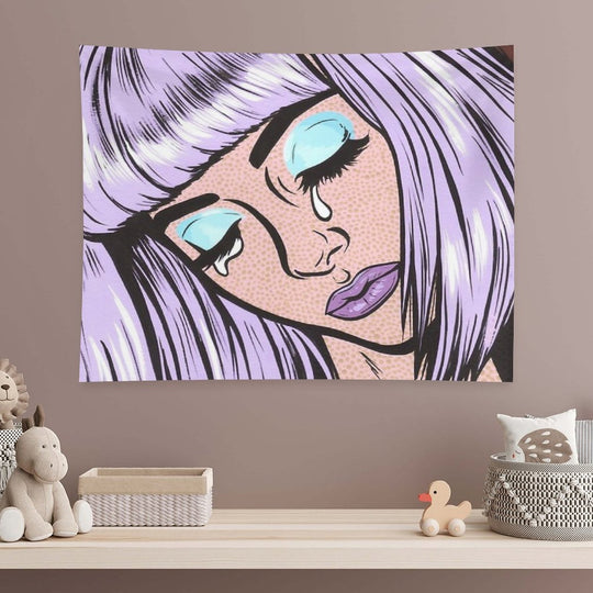 Lilac Bangs Crying Comic Girl Tapestry