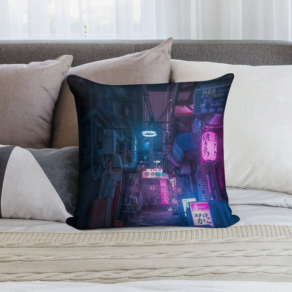 Dark City Vibes in Tokyo Soft Skin-Friendly Throw Pillow