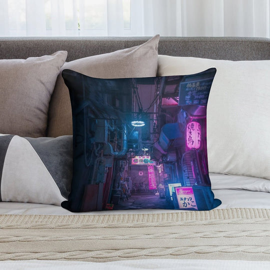 Dark City Vibes in Tokyo Soft Skin-Friendly Throw Pillow