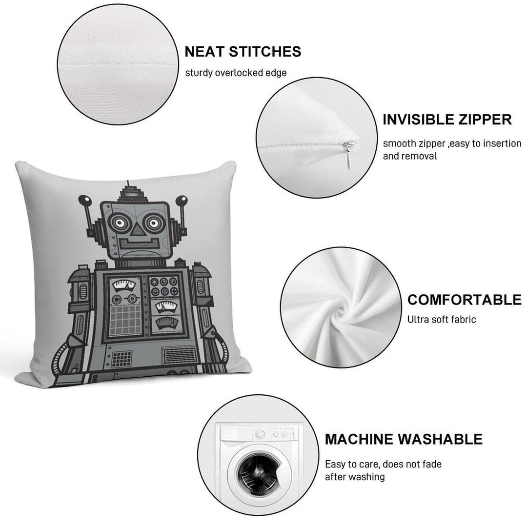 Vintage Robot Soft High-Density Material Throw Pillow