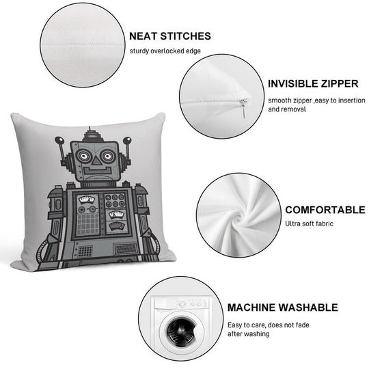 Vintage Robot Soft High-Density Material Throw Pillow