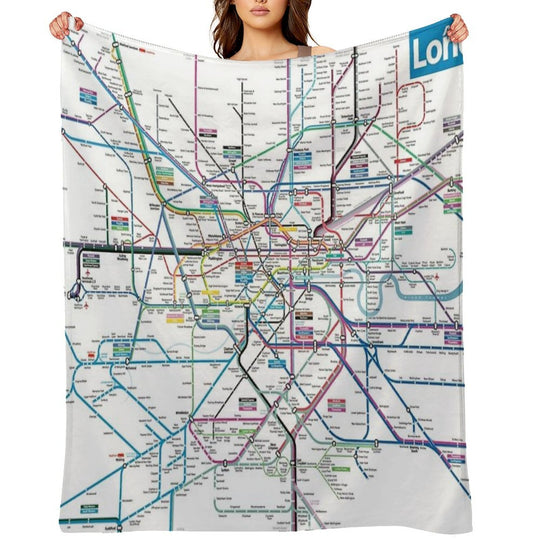 London AllRail Map Lightweight Throw Blanket