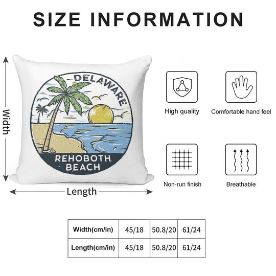Rehoboth Beach Delaware Vintage Soft Reinforced Edging Throw Pillow