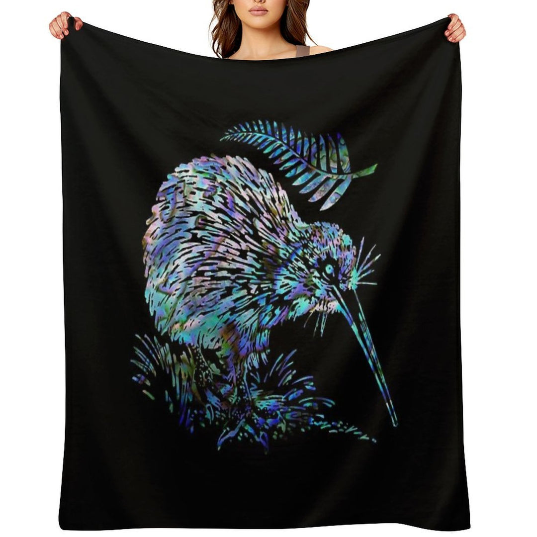 NEW ZEALAND KIWI AND FERN PAUA Eco-conscious Throw Blanket