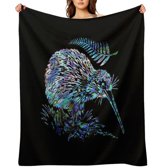 NEW ZEALAND KIWI AND FERN PAUA Eco-conscious Throw Blanket